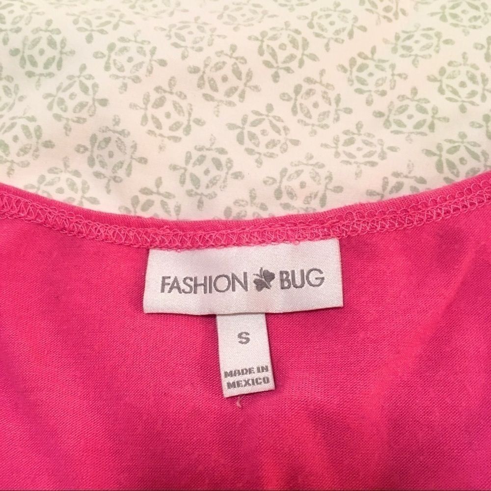 Fashion Bug Top Hot Pink Blouse Ruffle Sleeve Y2K Babydoll Tee Womens sz Small - Picture 4 of 4
